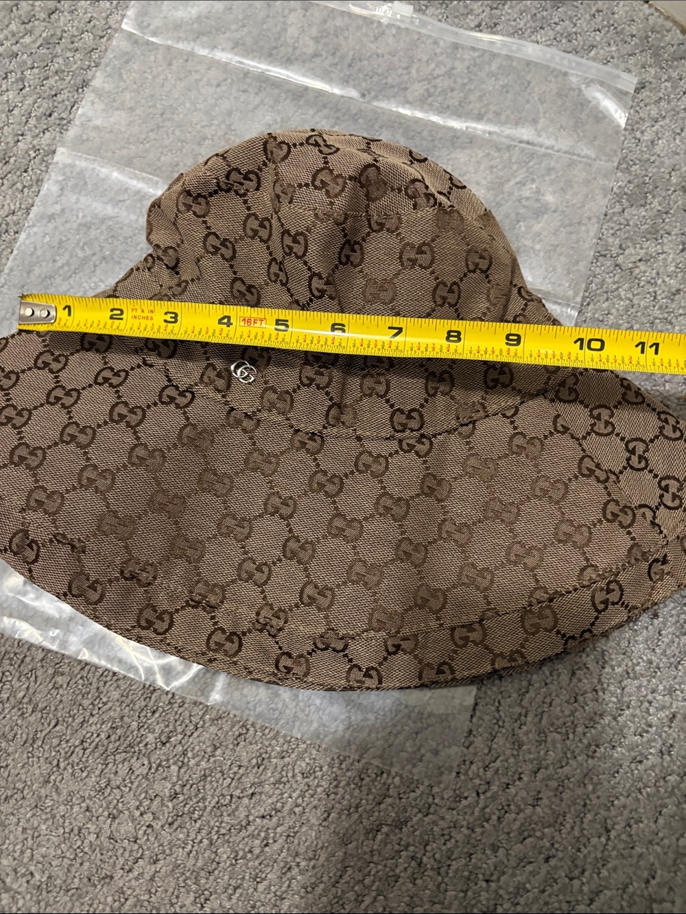 Gucci Brown Monogram Wide-Brim Sun Hat - Picture 7 of 9